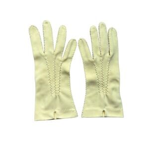 Vintage Size 7 Yellow Stretch Nylon Formal Gloves Hansen Seams Womens
